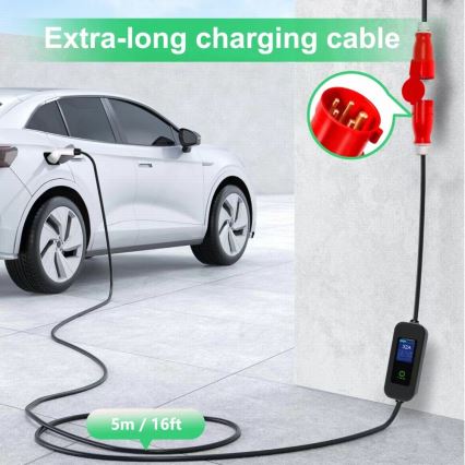Immax - Cestovná nabíjacia stanica EV pre elektromobily AC Type 2 32A/380V 22kW + zástrčka 230V 5m Wi-Fi Tuya