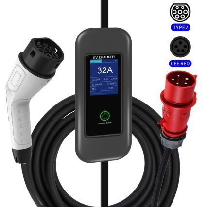 Immax - Cestovná nabíjacia stanica EV pre elektromobily AC Type 2 32A/380V 22kW + zástrčka 230V 5m Wi-Fi Tuya