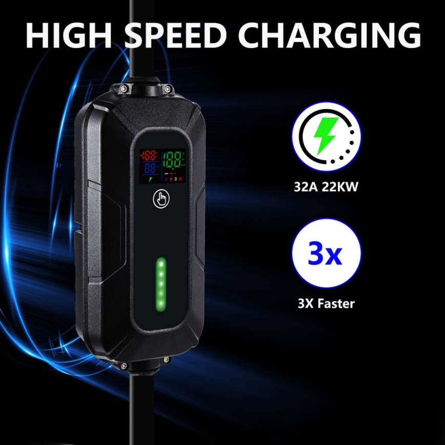 Immax - Cestovná nabíjacia stanica EV pre elektromobily AC Type 2 32A/380V 22kW 5m + puzdro