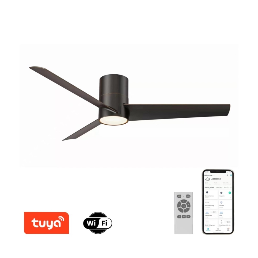 Immax NEO 07135-B - LED Stropný ventilátor FRESH LED/18W/230V Wi-Fi Tuya čierna + diaľkové ovládanie