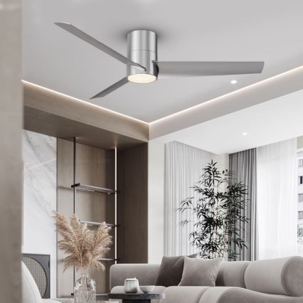 Immax NEO 07135-S - LED Stmievateľný stropný ventilátor FRESH LED/18W/230V Wi-Fi Tuya matný chróm + diaľkové ovládanie