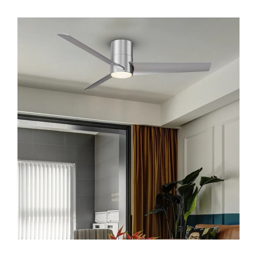 Immax NEO 07135-S - LED Stmievateľný stropný ventilátor FRESH LED/18W/230V Wi-Fi Tuya matný chróm + diaľkové ovládanie