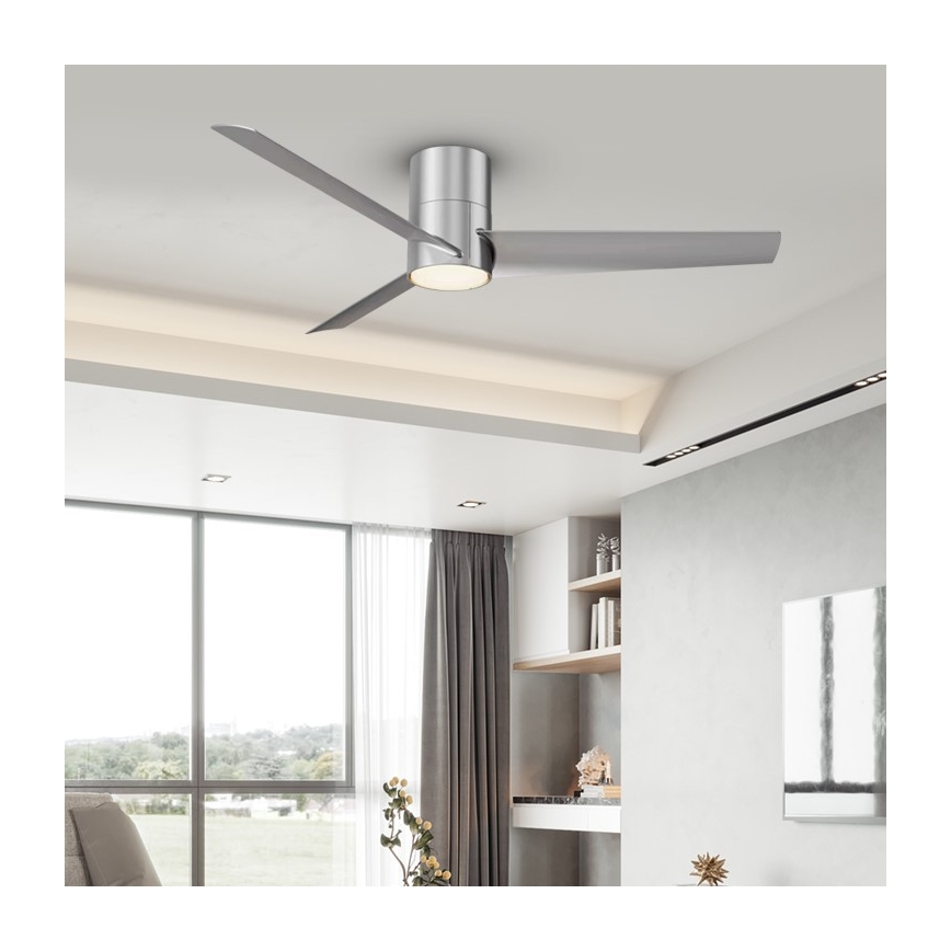 Immax NEO 07135-S - LED Stmievateľný stropný ventilátor FRESH LED/18W/230V Wi-Fi Tuya matný chróm + diaľkové ovládanie