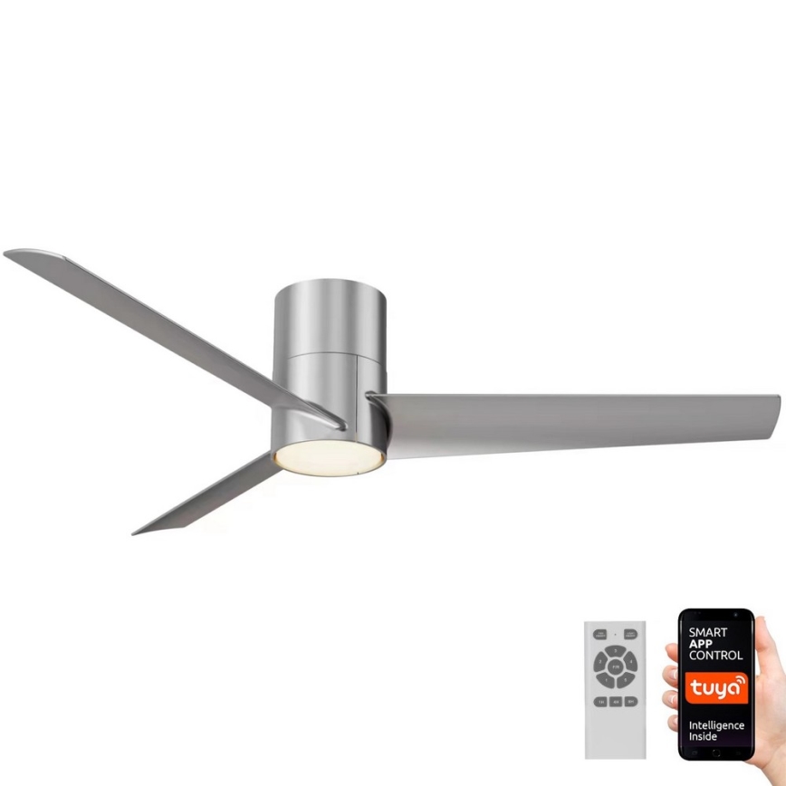 Immax NEO 07135-S - LED Stropný ventilátor FRESH LED/18W/230V Wi-Fi Tuya matný chróm + diaľkové ovládanie