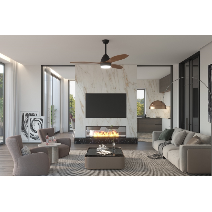 Immax NEO 07141-B - LED Stropný ventilátor NEO LITE FRESCO LED/18W/230V Tuya Wi-Fi čierna/hnědá+ diaľkové ovládanie