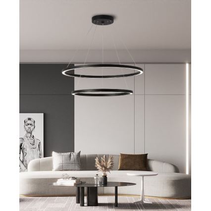 Immax NEO 07158-B80-60 - LED Stmievateľný luster na lanku FINO LED/93W/230V Tuya čierna + diaľkové ovládanie