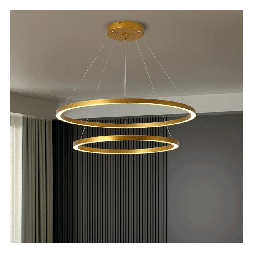 Immax NEO 07159-G80-60 - LED Stmievateľný luster na lanku FINO LED/93W/230V Tuya zlatá + diaľkové ovládanie