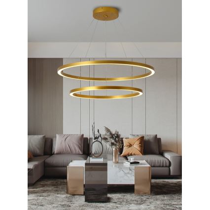 Immax NEO 07159-G80-60 - LED Stmievateľný luster na lanku FINO LED/93W/230V Tuya zlatá + diaľkové ovládanie