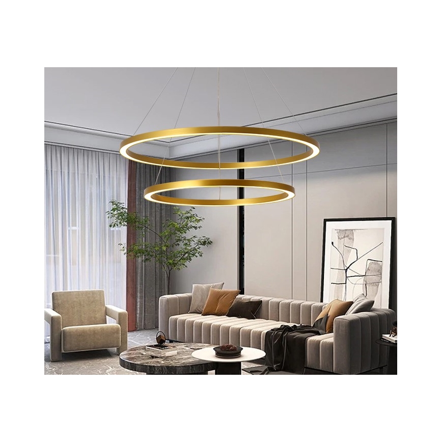 Immax NEO 07159-G80-60 - LED Stmievateľný luster na lanku FINO LED/93W/230V Tuya zlatá + diaľkové ovládanie