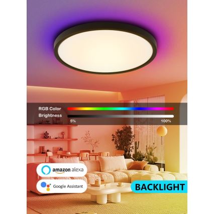 Immax NEO 07170-B60 - LED RGB+CCT Stmievateľné stropné svietidlo NEO LITE TUDO LED/65W/230V 2700-6500K Wi-Fi Tuya čierna + diaľkové ovládanie