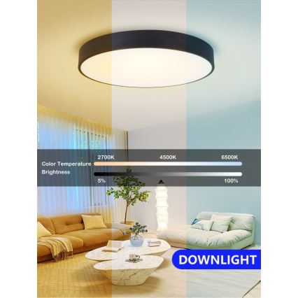 Immax NEO 07202L - LED Stmievateľné stropné svietidlo RONDATE LED/53W/230V čierna Tuya + diaľkové ovládanie