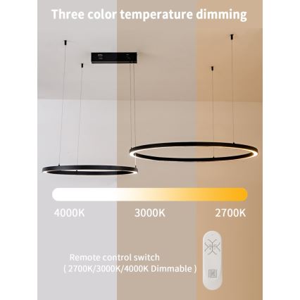 Immax NEO 07216L - LED Stmievateľný luster na lanku FINO LED/93W/230V 60/80cm čierna Tuya + diaľkové ovládanie