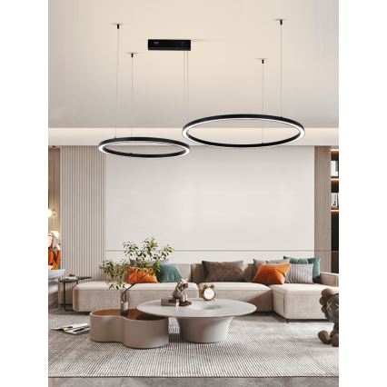 Immax NEO 07216L - LED Stmievateľný luster na lanku FINO LED/93W/230V 60/80cm čierna Tuya + diaľkové ovládanie