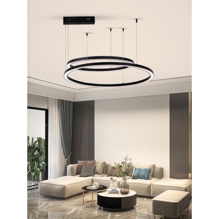 Immax NEO 07216L - LED Stmievateľný luster na lanku FINO LED/93W/230V 60/80cm čierna Tuya + diaľkové ovládanie