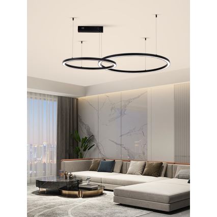 Immax NEO 07216L - LED Stmievateľný luster na lanku FINO LED/93W/230V 60/80cm čierna Tuya + diaľkové ovládanie