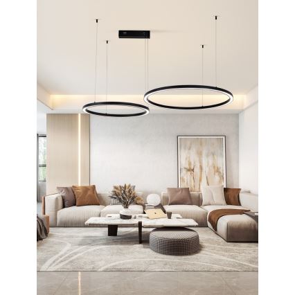 Immax NEO 07216L - LED Stmievateľný luster na lanku FINO LED/93W/230V 60/80cm čierna Tuya + diaľkové ovládanie