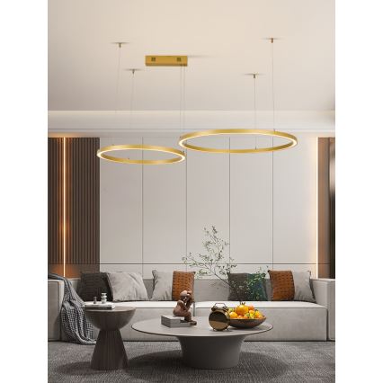 Immax NEO 07218L - LED Stmievateľný luster na lanku FINO LED/93W/230V 60/80cm zlatá Tuya + diaľkové ovládanie