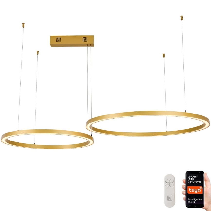 Immax NEO 07218L - LED Stmievateľný luster na lanku FINO LED/93W/230V 60/80cm zlatá Tuya + diaľkové ovládanie