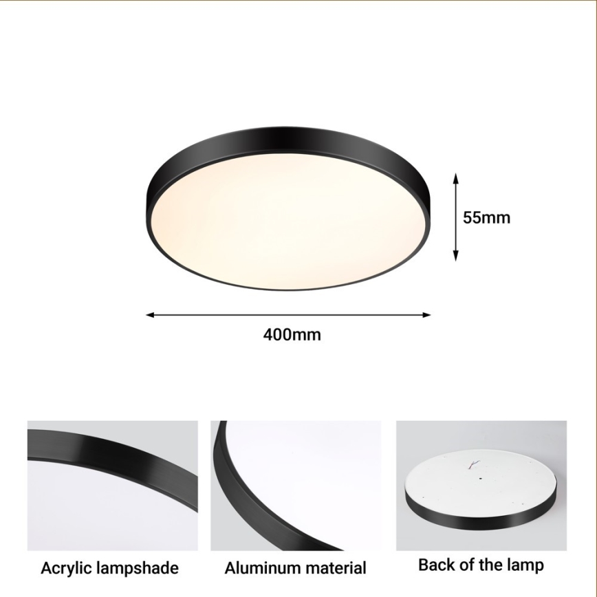 Immax NEO 07248L - LED Stmievateľné stropné svietidlo NEO LITE SEMPLICI LED/36W/230V 3000-6000K Wi-Fi Tuya čierna + diaľkové ovládanie