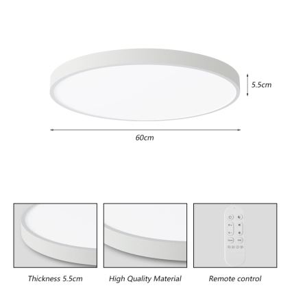 Immax NEO 07253L - LED Stmievateľné stropné svietidlo NEO LITE SEMPLICI LED/60W/230V 3000-6000K Wi-Fi Tuya biela + diaľkové ovládanie