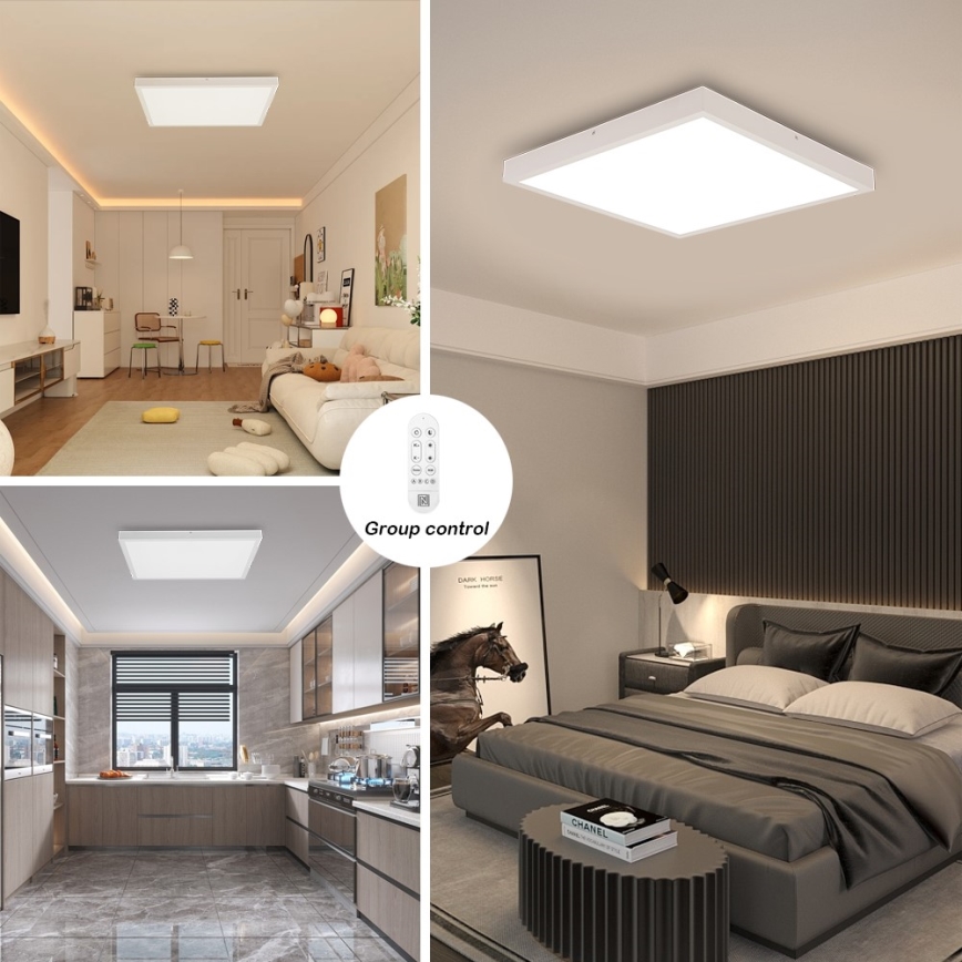Immax NEO 07277L - LED Stmievateľné kúpeľňové stropné svietidlo NEO LITE FRAME LED/50W/230V IP44 Wi-Fi Tuya +dálkové ovládanie biela