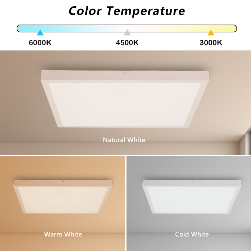 Immax NEO 07277L - LED Stmievateľné kúpeľňové stropné svietidlo NEO LITE FRAME LED/50W/230V IP44 Wi-Fi Tuya +dálkové ovládanie biela