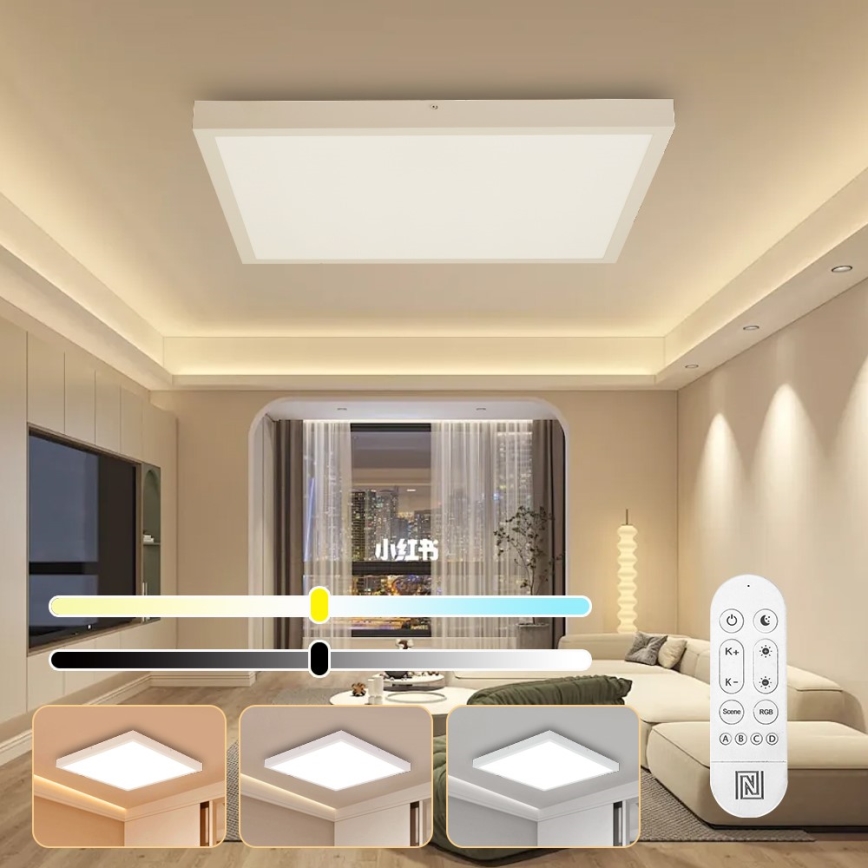 Immax NEO 07277L - LED Stmievateľné kúpeľňové stropné svietidlo NEO LITE FRAME LED/50W/230V IP44 Wi-Fi Tuya +dálkové ovládanie biela