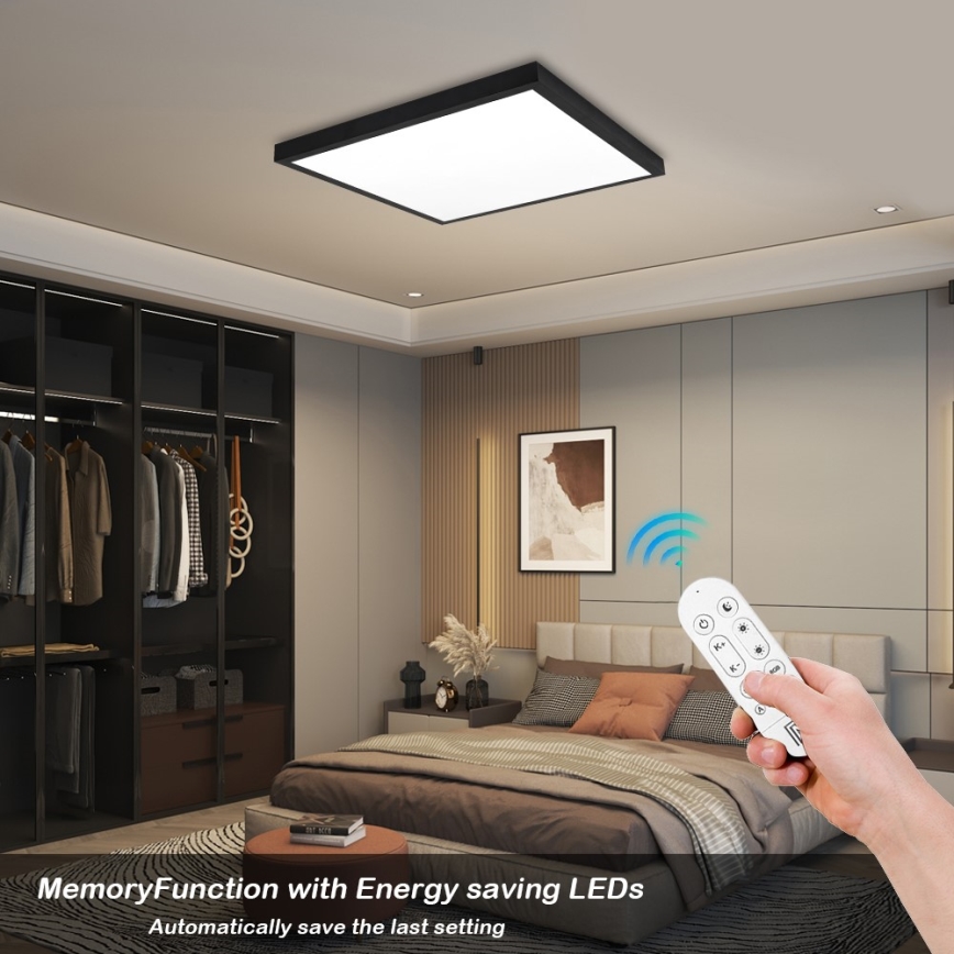 Immax NEO 07279L - LED Stmievateľné kúpeľňové stropné svietidlo NEO LITE FRAME LED/50W/230V IP44 Wi-Fi Tuya + diaľkové ovládanie čierna