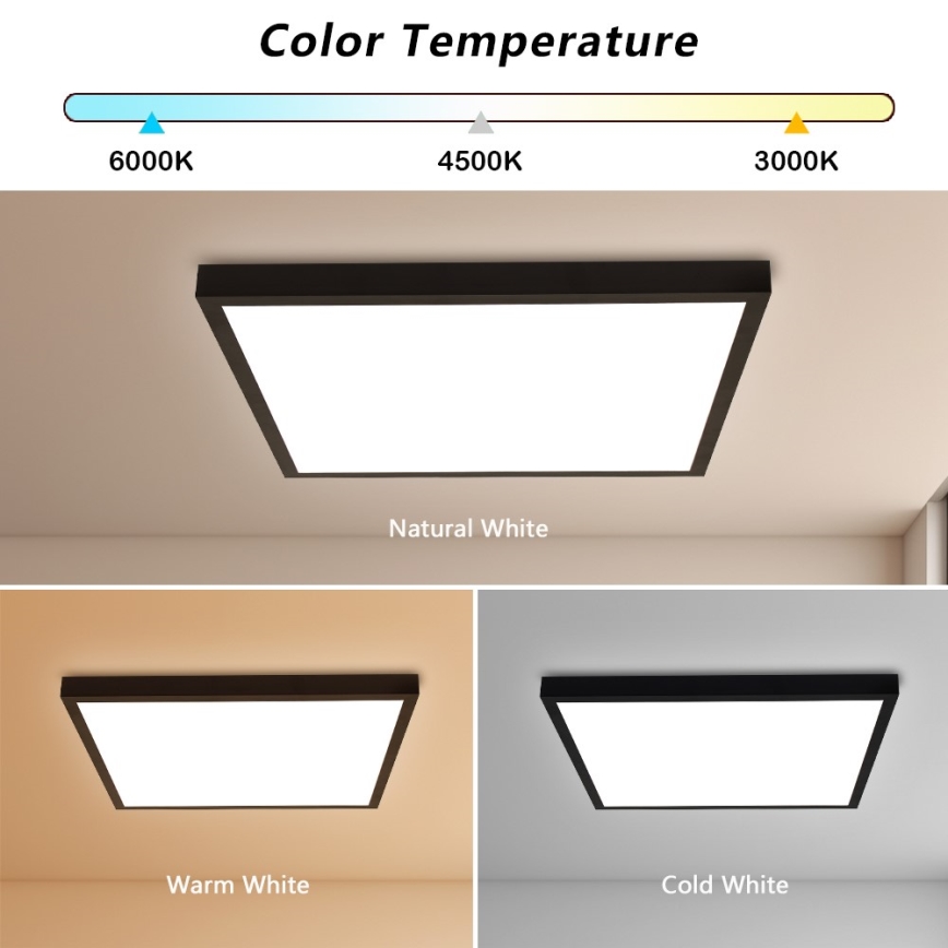 Immax NEO 07279L - LED Stmievateľné kúpeľňové stropné svietidlo NEO LITE FRAME LED/50W/230V IP44 Wi-Fi Tuya + diaľkové ovládanie čierna
