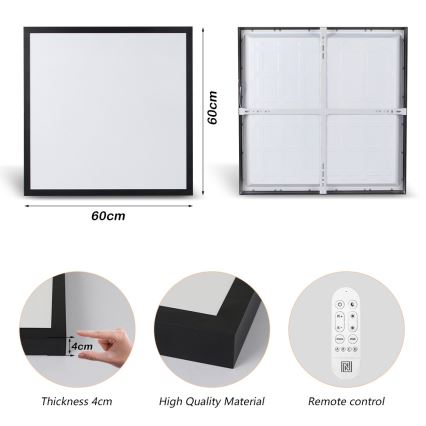 Immax NEO 07279L - LED Stmievateľné kúpeľňové stropné svietidlo NEO LITE FRAME LED/50W/230V IP44 Wi-Fi Tuya + diaľkové ovládanie čierna