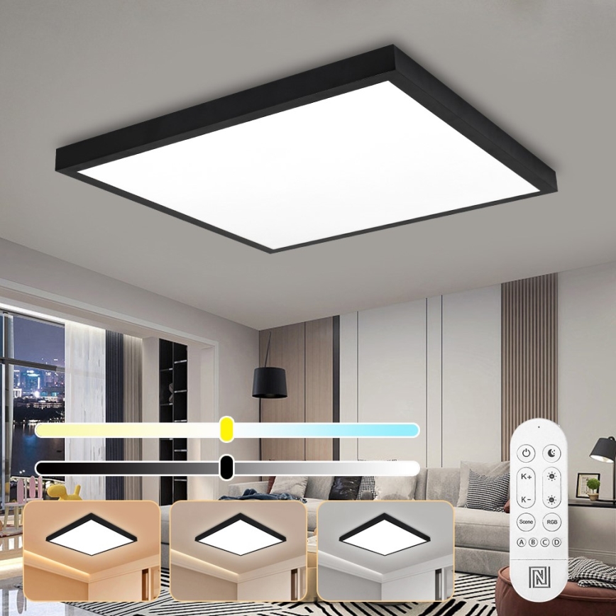 Immax NEO 07279L - LED Stmievateľné kúpeľňové stropné svietidlo NEO LITE FRAME LED/50W/230V IP44 Wi-Fi Tuya + diaľkové ovládanie čierna