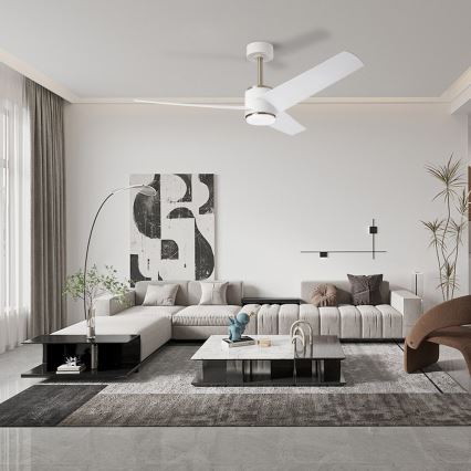 Immax NEO 07282L - LED+CCT Stmievateľný stropný ventilátor BEAUTY LED/18W/230V 3000/4000/6000K Wi-Fi Tuya pr. 132 cm + diaľkové ovládanie