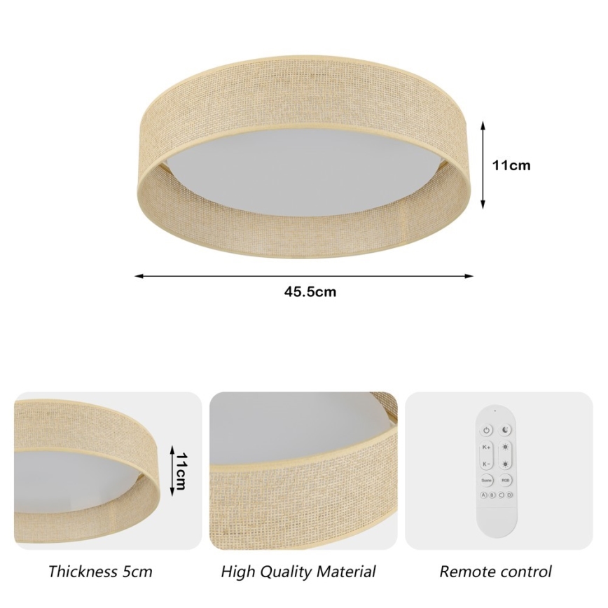 Immax NEO 07289L - LED+CCT stmievateľné stropné svietidlo LONA LED/36W/230V 3000-6000K Wi-Fi Tuya priemer 45,5 cm + diaľkové ovládanie