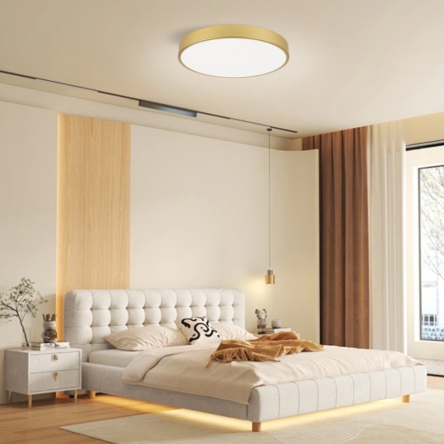 Immax NEO 07293L - LED stmievateľné stropné svietidlo NEO LITE SEMPLICI LED/60W/230V 3000-6000K pr. 60 cm Wi-Fi Tuya zlatá + diaľkové ovládanie