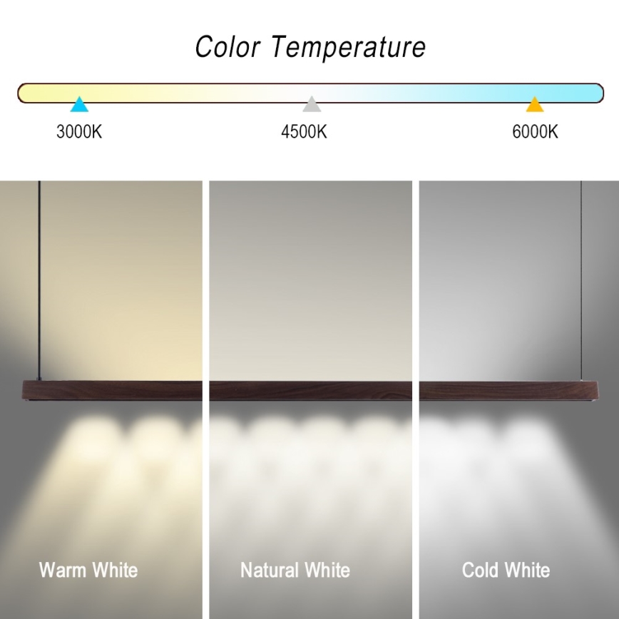 Immax NEO 07300L - LED stmievateľný luster na lankách MADEIRA LED/26W/230V Wi‑Fi Tuya 122 cm orech + diaľkové ovládanie