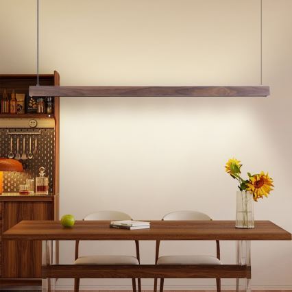 Immax NEO 07300L - LED stmievateľný luster na lankách MADEIRA LED/26W/230V Wi‑Fi Tuya 122 cm orech + diaľkové ovládanie