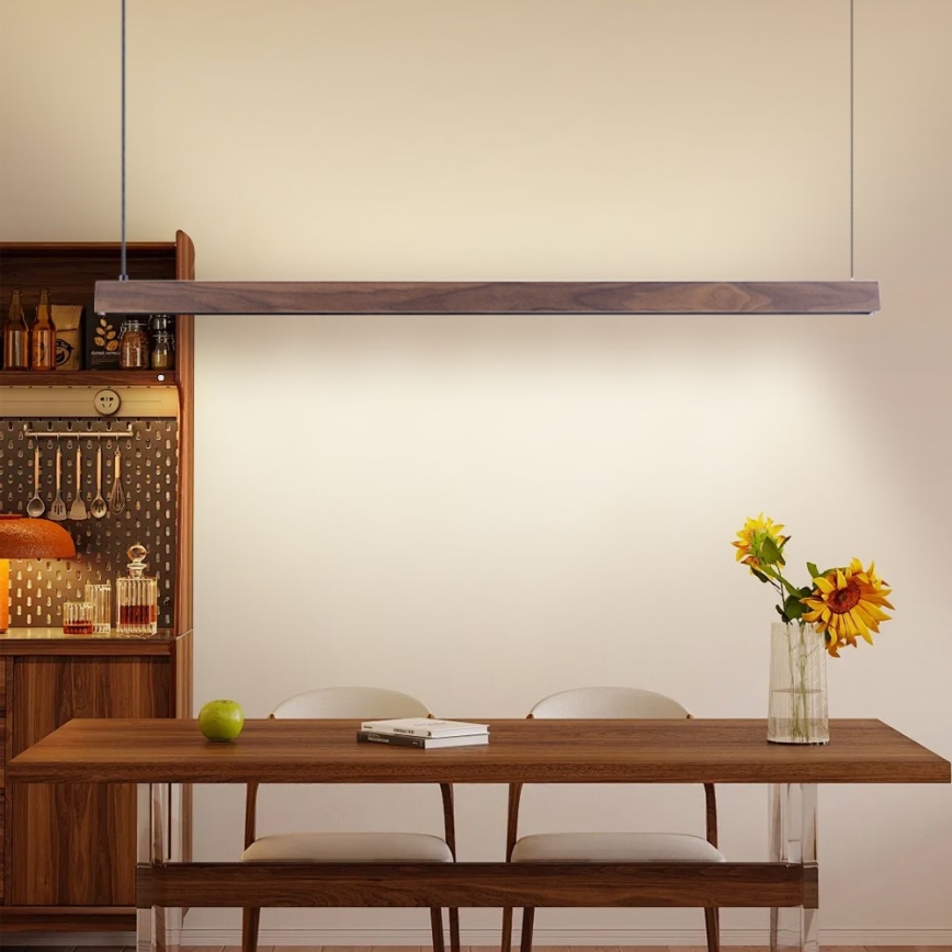 Immax NEO 07300L - LED stmievateľný luster na lankách MADEIRA LED/26W/230V Wi‑Fi Tuya 122 cm orech + diaľkové ovládanie