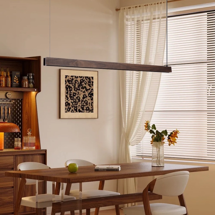 Immax NEO 07300L - LED stmievateľný luster na lankách MADEIRA LED/26W/230V Wi‑Fi Tuya 122 cm orech + diaľkové ovládanie