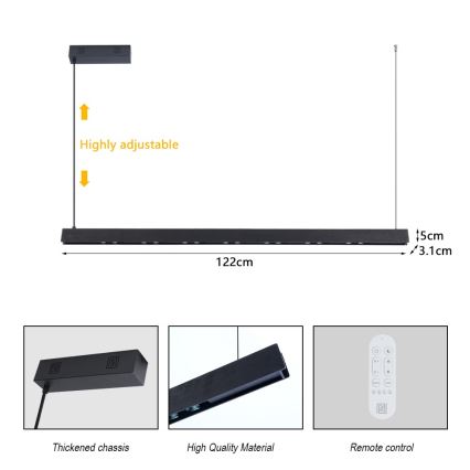 Immax NEO 07300L - LED stmievateľný luster na lankách MADEIRA LED/26W/230V Wi‑Fi Tuya 122 cm orech + diaľkové ovládanie