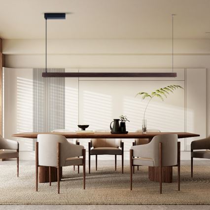 Immax NEO 07302L - LED stmievateľný luster na lanku MADEIRA LED/44W/230V Wi-Fi Tuya 202 cm orech + diaľkové ovládanie