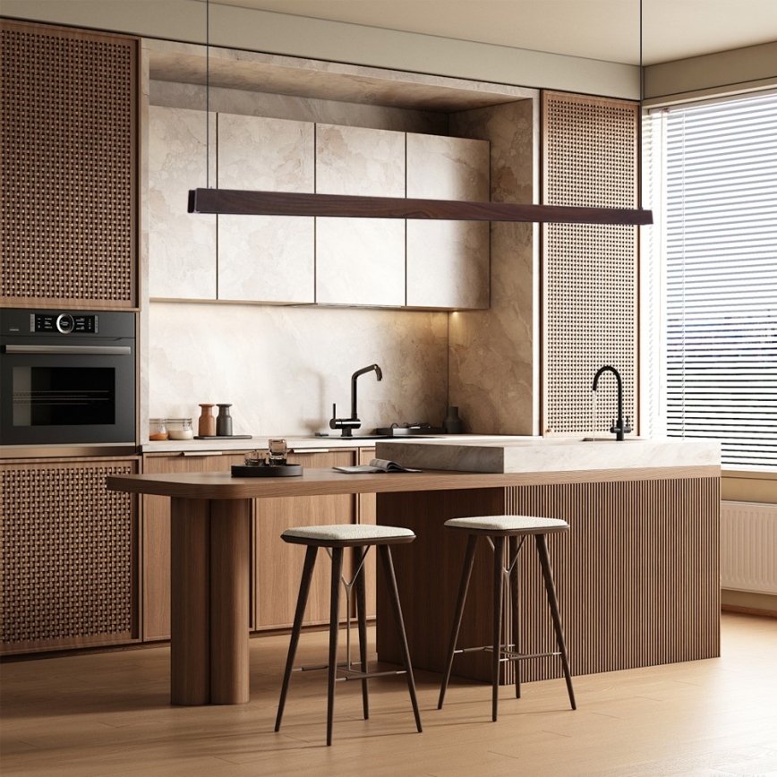 Immax NEO 07302L - LED stmievateľný luster na lanku MADEIRA LED/44W/230V Wi-Fi Tuya 202 cm orech + diaľkové ovládanie