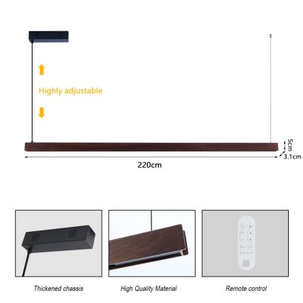 Immax NEO 07302L - LED stmievateľný luster na lanku MADEIRA LED/44W/230V Wi-Fi Tuya 202 cm orech + diaľkové ovládanie