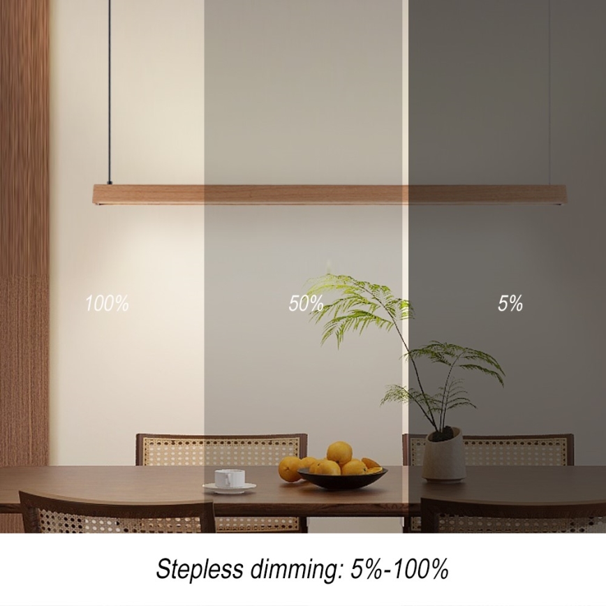 Immax NEO 07303L - stmievateľný LED luster na lanku MADEIRA LED/26W/230V Wi-Fi Tuya 122 cm dub + diaľkové ovládanie