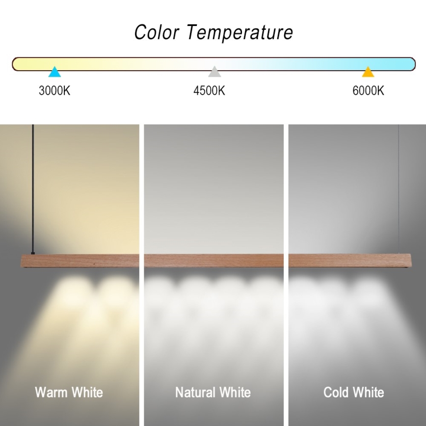 Immax NEO 07304L - LED stmievateľný závesný luster na lanku MADEIRA LED/33W/230V Wi-Fi Tuya 152 cm dub + diaľkové ovládanie