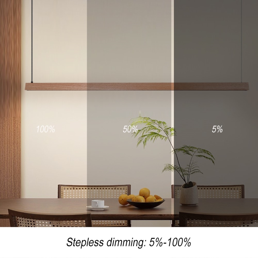 Immax NEO 07304L - LED stmievateľný závesný luster na lanku MADEIRA LED/33W/230V Wi-Fi Tuya 152 cm dub + diaľkové ovládanie