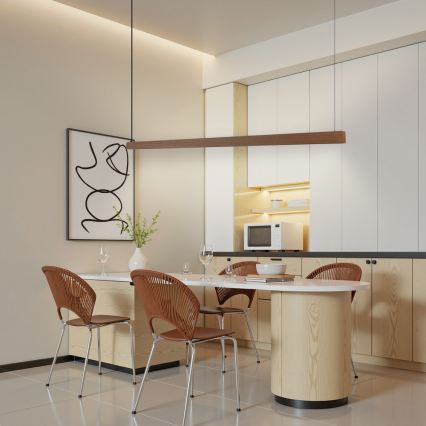 Immax NEO 07304L - LED stmievateľný závesný luster na lanku MADEIRA LED/33W/230V Wi-Fi Tuya 152 cm dub + diaľkové ovládanie