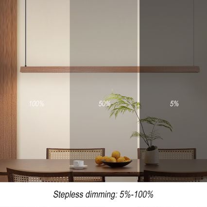 Immax NEO 07305L - stmievateľný LED luster na lanku MADEIRA LED/44W/230V Wi‑Fi Tuya 202 cm dub + diaľkové ovládanie