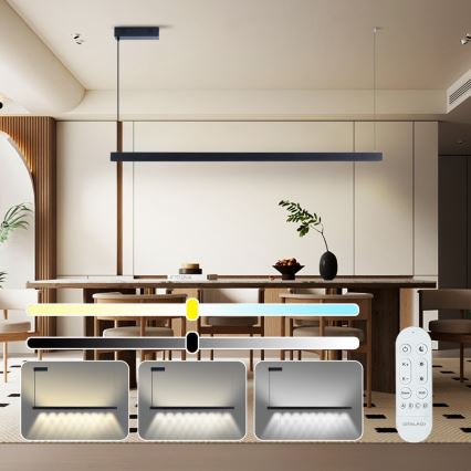 Immax NEO 07307L - LED stmievateľný luster na lane MADEIRA LED/33W/230V Wi-Fi Tuya 152 cm čierna + diaľkové ovládanie