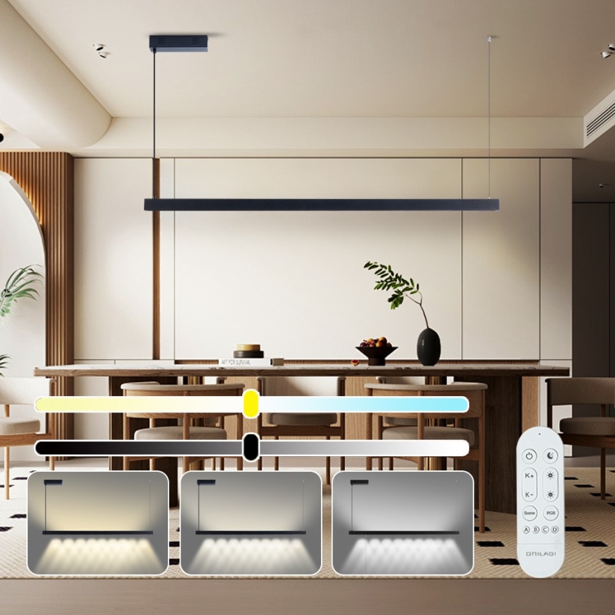 Immax NEO 07307L - LED stmievateľný luster na lane MADEIRA LED/33W/230V Wi-Fi Tuya 152 cm čierna + diaľkové ovládanie