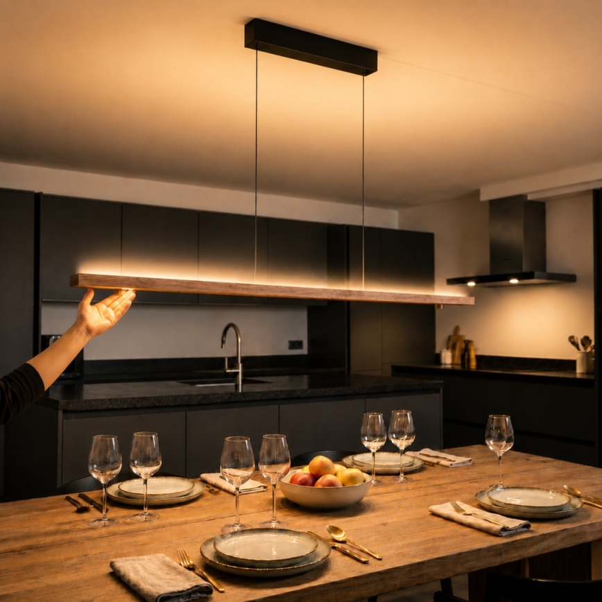 Immax NEO 07309L - stmievateľný LED závesný luster na lane so senzorom MADEIRA LED/37W/230V 157 cm orech